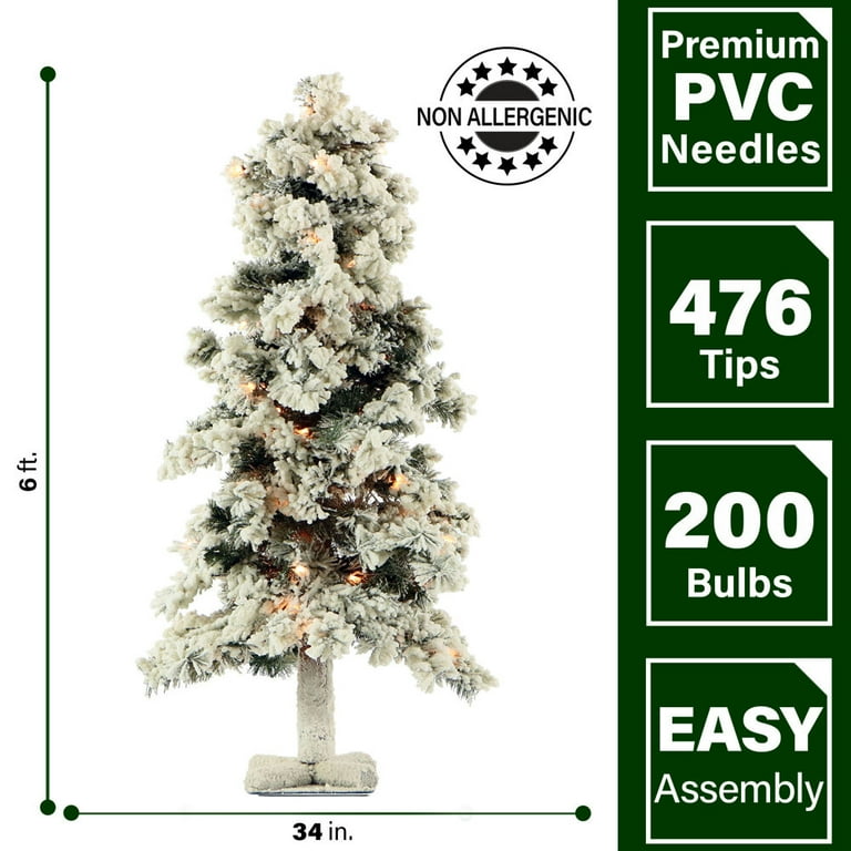 Fraser Hill Farm 6.0-Ft Snowy Alpine Snow Flocked Christmas Tree