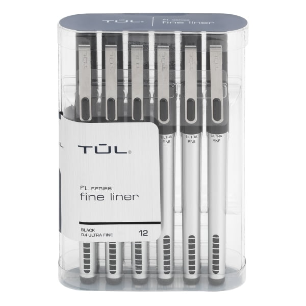 TUL® Fine Liner PorousPoint Pens, UltraFine, 0.4 mm, Silver Barrel