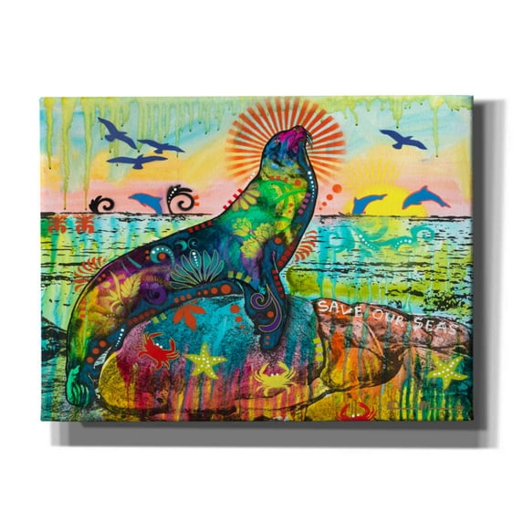Epic Graffiti 'Save Our Seas 3' by Dean Russo, Canvas Wall Art, 16"x12"