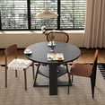 thumbnail image 4 of Fsbecl 43.3in-59in Extendable Round Dining Table for 4-8, Modern Wooden Kitchen Table with Removable Leaves, Black, 4 of 9