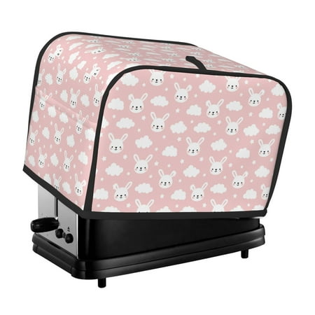 

KLL Rabbit And Cloud Print 2 Slice Toaster Dust Covers Kitchen Small Appliance Cover with 2 Pockets Can hold Jam Spreader Knife & Toaster Tongs (11.4 x 7.9 x 7.5)