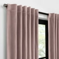 thumbnail image 3 of Eclipse Luxury Cotton Velvet 100% Blackout Rod Pocket Back Tab 96" x 50" Curtain Window Panel in Dusty Rose, 3 of 7