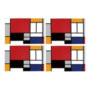 YUSDECOR Sets de table abstraits géométriques colorés avec des lignes de Mondrian pour décoration de table de cuisine de salle à manger 30,5 x 45,7 cm, lot de 4