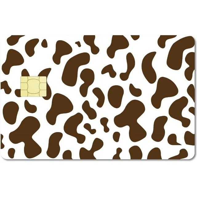 Cow Print Card Skin Sticker Debit Credit Card Skins Covering Personalizing Bank Card Protecting Decals Wrap Waterproof No Bubble Slim for EBT Transportation Key Card Brown 7.3x5.4Inch DIY