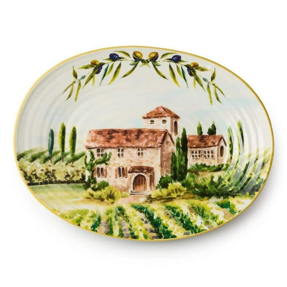 Tuscany 16 in. x 12 in. Assorted Colors Stoneware Oval Platter