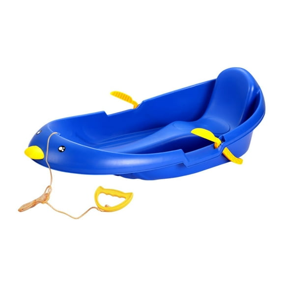 Lipstore Children Snow Sled with Brake Handles Kids Toboggan Portable Dunes Sand Sled Blue