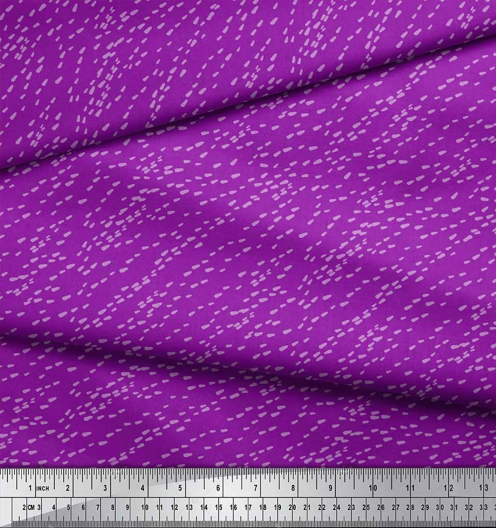Soimoi Purple Heavy Satin Fabric Brush Stroke Abstract Fabric Prints By Yard 54 Inch Wide