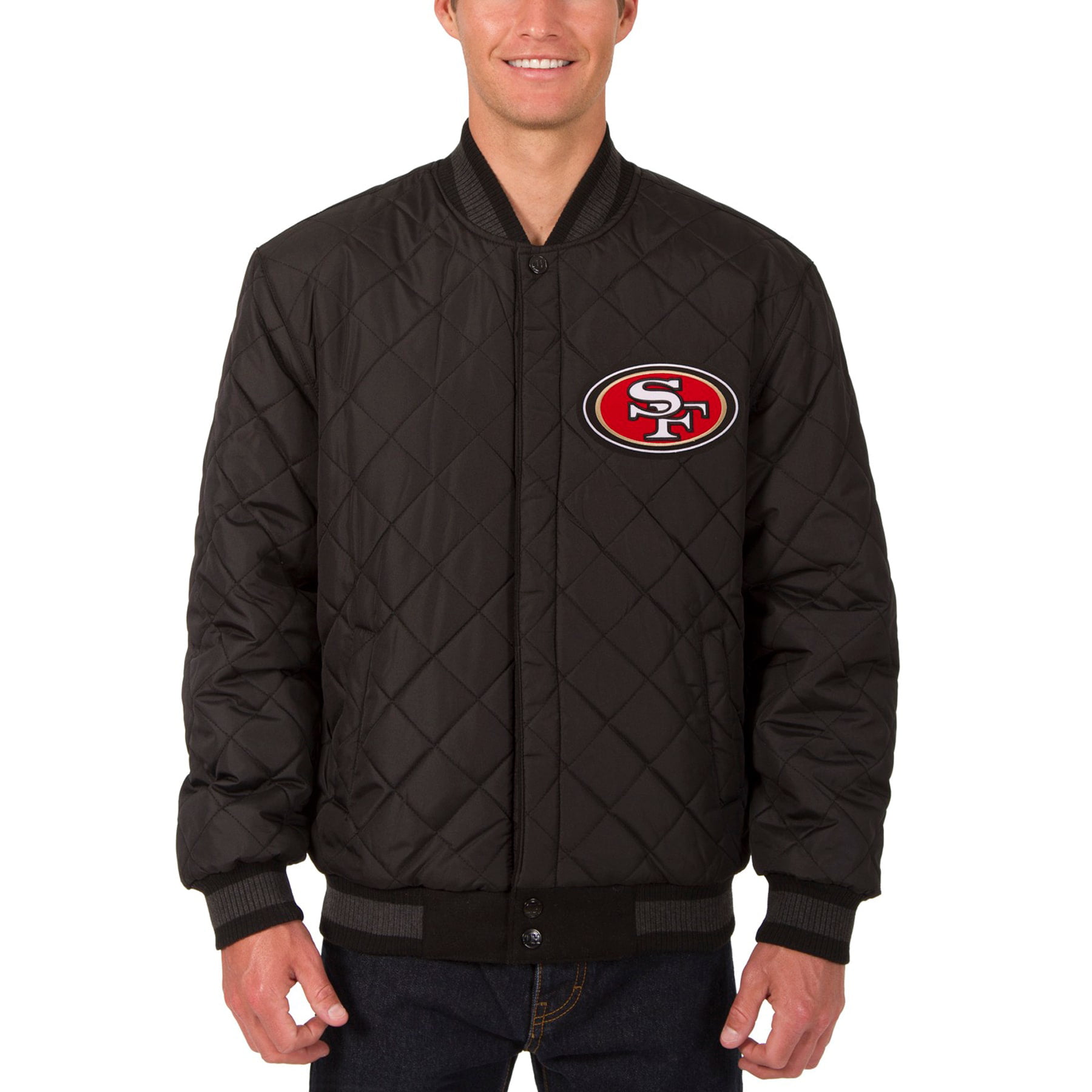 Men's JH Design Black San Francisco 49ers Wool & Leather