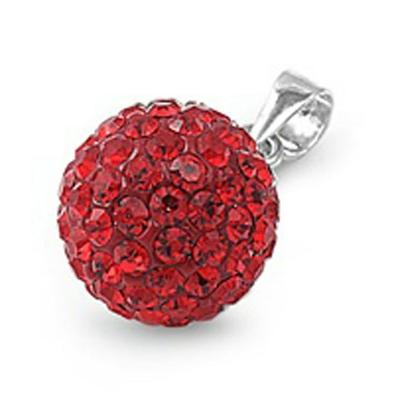 Simple Ball Pendant Simulated Garnet .925 Sterling Silver Studded Cluster Charm Jewelry Female