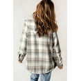 thumbnail image 3 of Women's Gray Plaid Pattern Sherpa Lined Hooded Shacket - [ZhiHiMeRi] | (US 4-6)S, 3 of 12