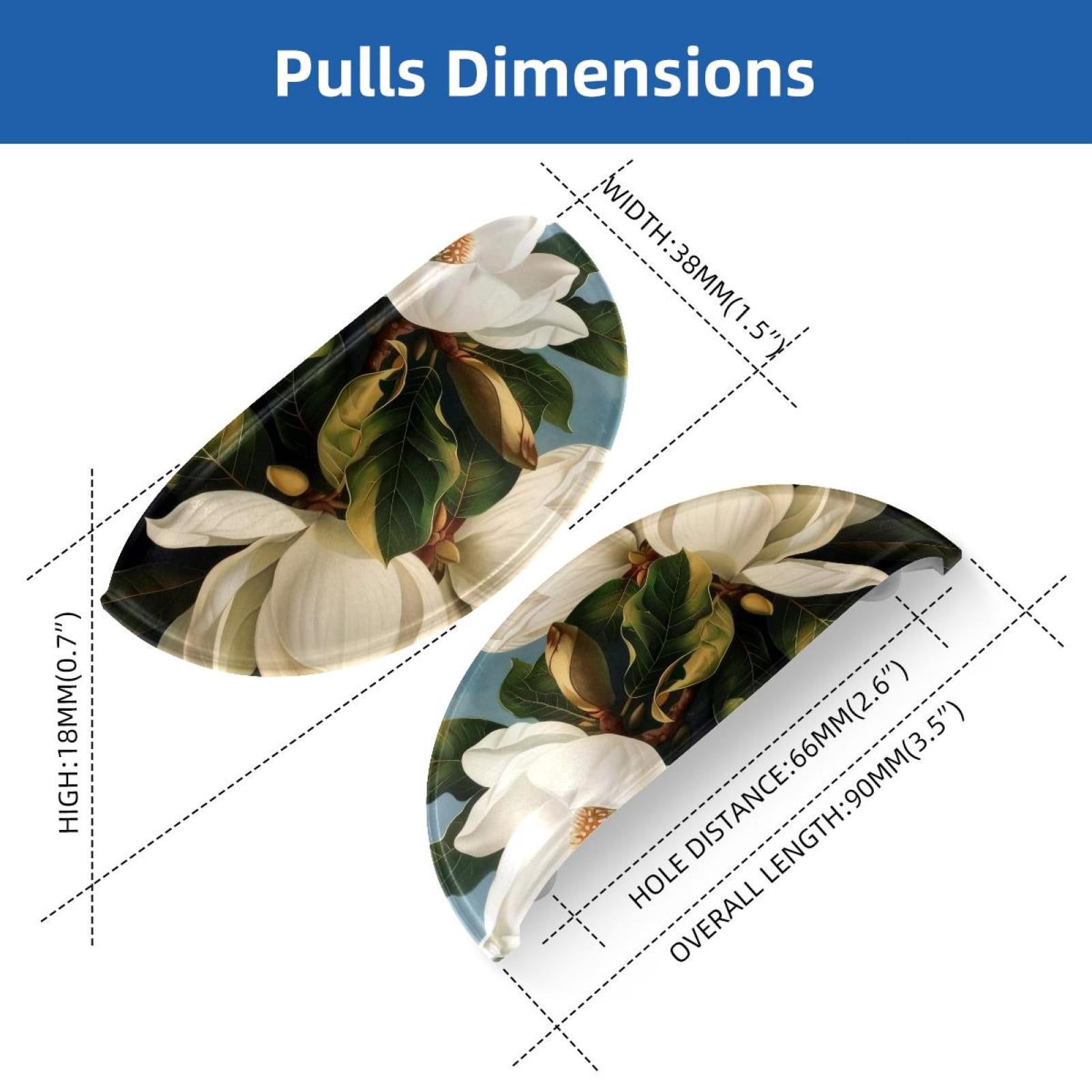 PhooArto 6 Pcs Cup Drawer Pulls, Giant Magnolias Flower Painting Shell Shape Handles Cabinet Knobs for Dresser Cupboard Closet Wardrobe with Screws