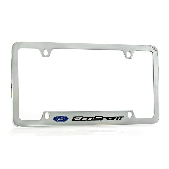 Ford EcoSport Chrome Plated Brass Metal License Plate Frame wide bottom engraved 4 hole