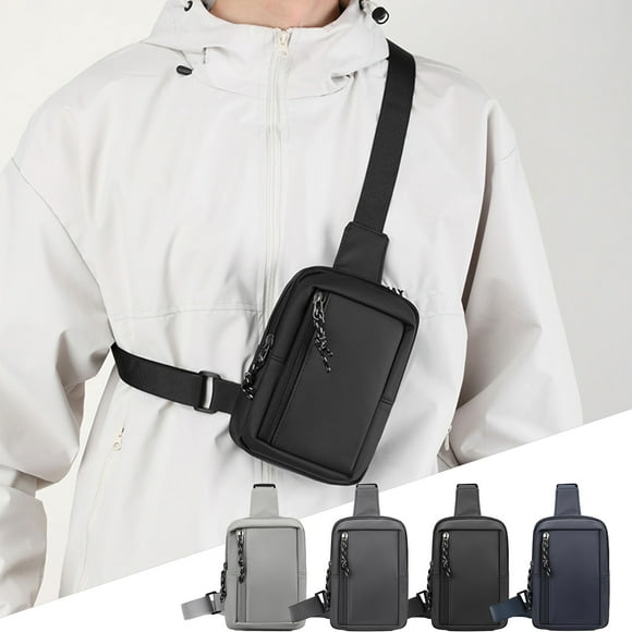 Fiudx Mini Bolso Bandolera Impermeable con Correa Ajustable para El Hombro, Ideal para Viajes y Senderismo, Uso Diario, Unisex, Tamaño Pequeño (19 X 12 X 7 Cm), Color Negro, Gris Oscuro y Azul.