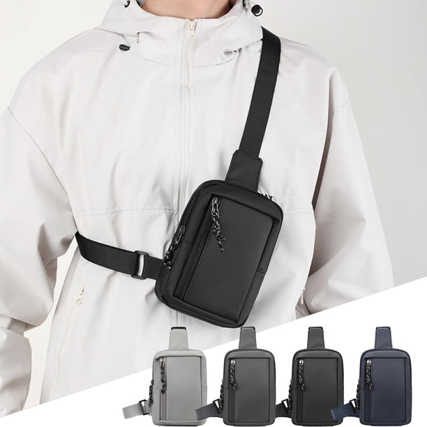 Xihbxyly Mini Bolso Bandolera Impermeable con Correa Ajustable para El Hombro, Ideal para Viajes y Senderismo, Uso Diario, Unisex, Tamaño Pequeño (19 X 12 X 7 Cm), Color Negro, Gris Oscuro y Azul.