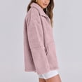 thumbnail image 4 of jtjvou Womens Oversized Solid Color Fleece Jacket Zip Up Teddy Coat Winter Warm Stand Collar Fuzzy Outerwear Pink XXL, 4 of 8
