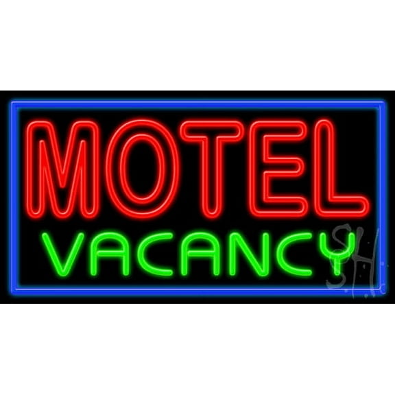 Motel Vacancy LED Neon Sign 20 x 37 - inches, Black Square Cut Acrylic Backing, with Dimmer - Bright and Premium built indoor LED Neon Sign for Defence Force.