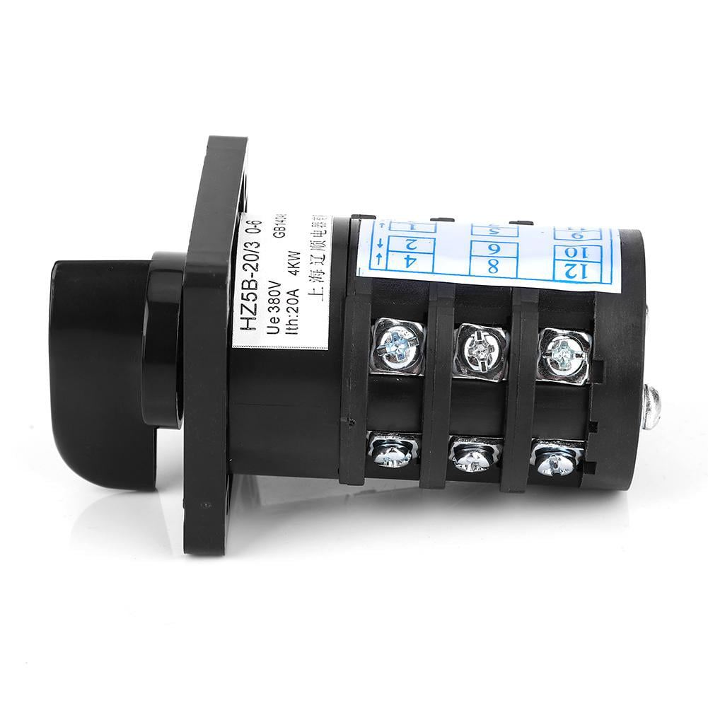 Changeover Switch 20A 500V 4W HZ5B-20/3.0-6 12 Terminals Rotary Changeover Switch 7 position Rotate Cam Combination Changeover Switch 