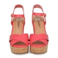 thumbnail image 4 of Women Faux Cork Platform Wedge Sandal - Ankle Strap Wedge - Peep Toe Sandal - HK37 By Breckelles, 4 of 5