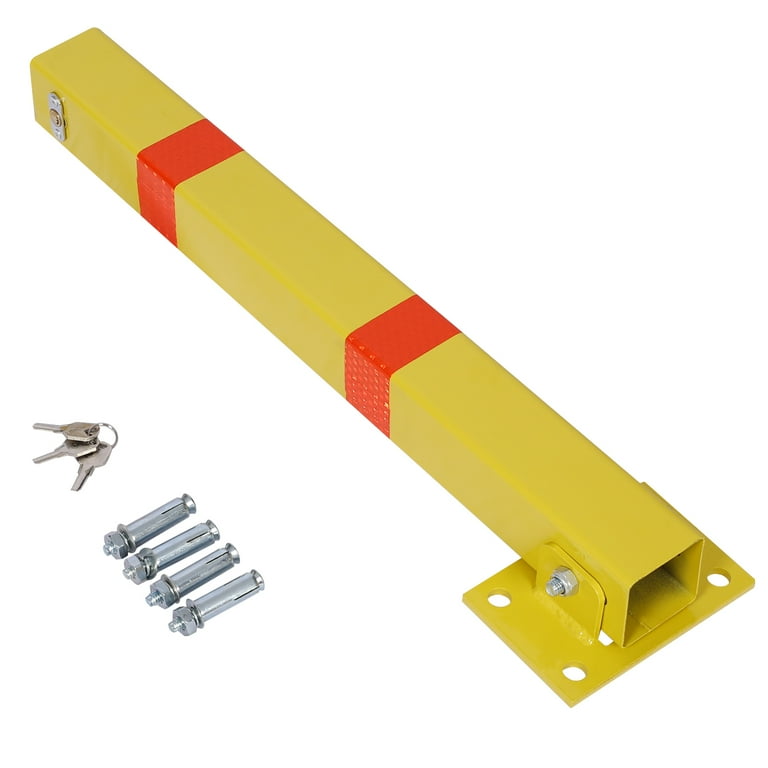 YIYIBYUS Automatic Locking Parking Post - Iron Pipe, Reflective, Heavy Duty Security Bollard, Includes Keys & Bolts
