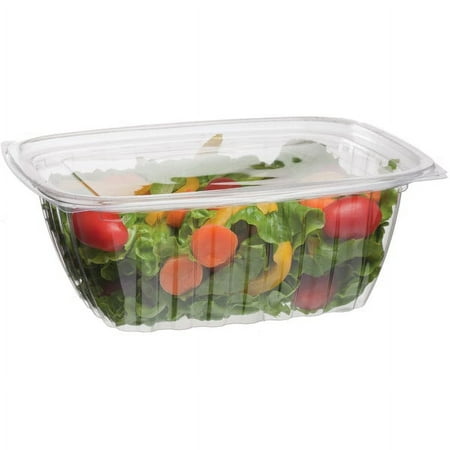 Eco-Products Clear Disposable Rectangular Deli Container with Lid, Eco-Friendly Compostable PLA Plastic Food Container, 32 oz, Case of 200