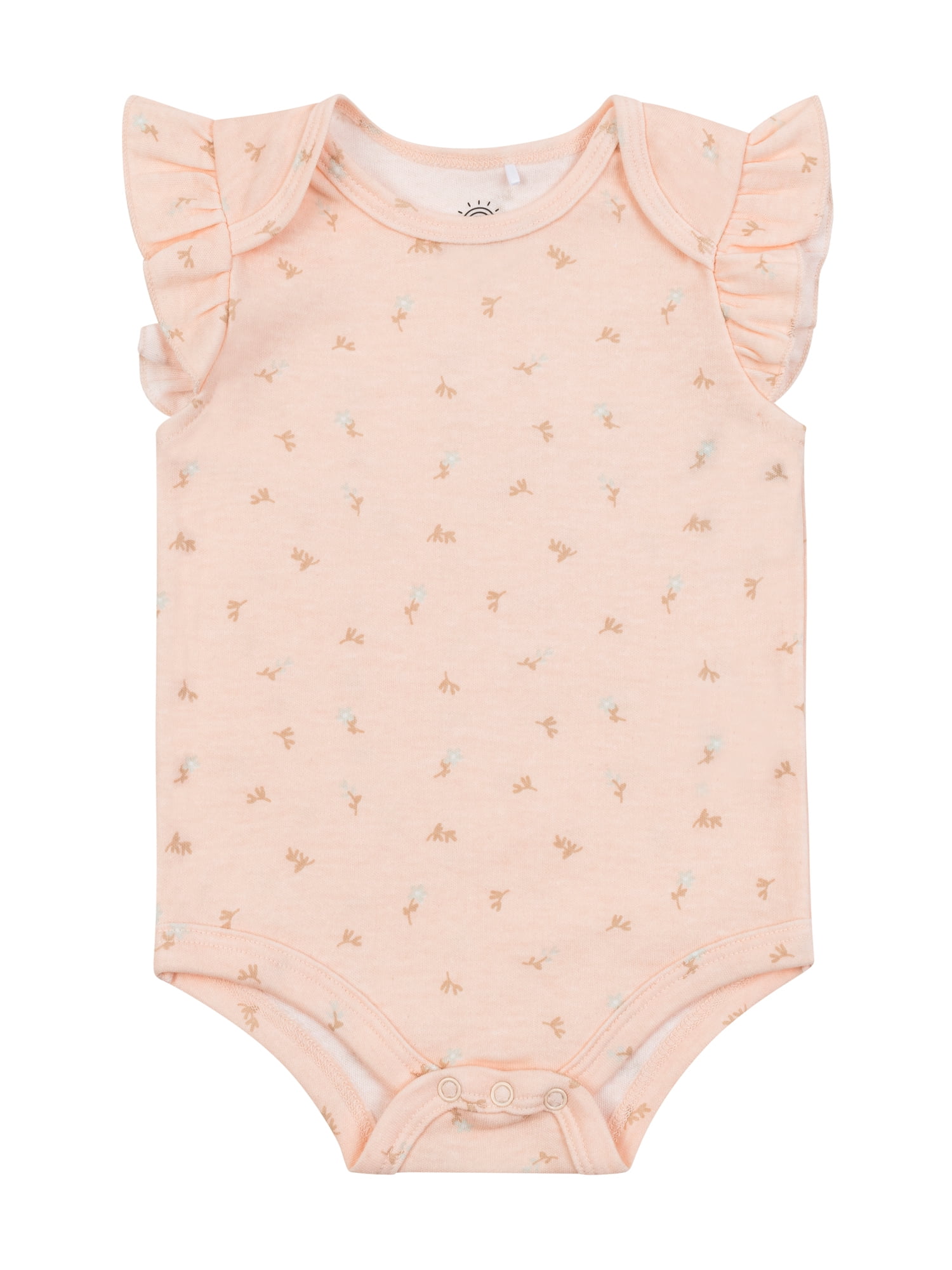 Wonderluxe Newborn Girls' Short Sleeve Bodysuits, 3-Pack, Sizes 0-3M-6-9M