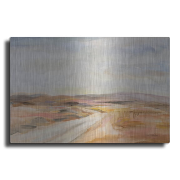 Luxe Metal Art 'White Desert Road'  by Silvia Vassileva Metal Wall Art, 36" x 24"