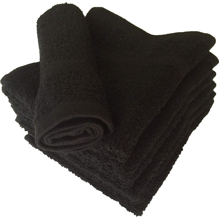 Basics Fade Resistant Cotton Washcloth, 12-Pack, 12 L x 12 W, Black