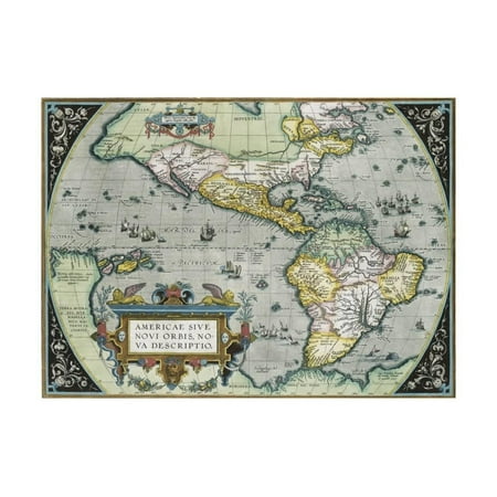 Abraham Ortelius Map - Americae Sive Novi Orbis, Nova Descriptio Map by Abraham Ortelius Print Wall Art