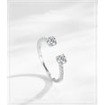 thumbnail image 2 of S925 Sterling Silver Ring for Women with White Gold Finish Simple Geometric Quadrilateral Design Silver Band Ring Gift for Her Everyday Jewelry, 2 of 6