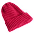 thumbnail image 3 of Tittly Winter Hats Beanie Autumn/winter Imitation Rolled Solid Color All Get Knitted Hat Men's And Women's Flanged Cold Hat Skull Caps Hats for Women Hot Pink One Size, 3 of 3