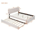 thumbnail image 3 of Hassch Teddy Fleece Queen Size Upholstered Platform Bed with Trundle, LED Lights & APP Control, Beige, 3 of 10