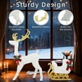 Walsunny Wooden Christmas Reindeer and Santa Sleigh Set Lighted