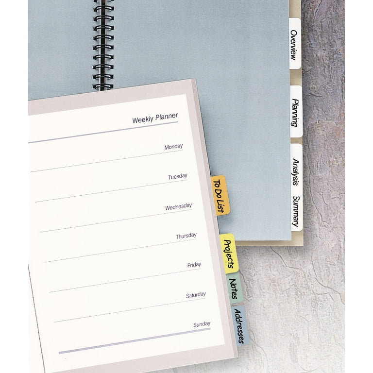Printable Plastic Tabs with Repositionable Adhesive, 1/5-Cut, Assorted Colors, 1.25 Printable Plastic Tabs with Repositionable Adhesive, 1/5-Cut, Assorted Colors, 1.25