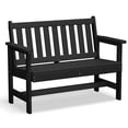 thumbnail image 2 of LOYALICE HDPE 48.8" 2-Person Weather-Resistant Park Bench for Outdoor Use, with Wide Armrests and Backrest, Suit for Garden, Porch and Park, Black, 2 of 8