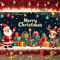 thumbnail image 6 of Santa Claus Christmas Banner Reindeer Xmas Display Gift Boxes Christmas Balls Holiday Backdrop for Christmas Party Holiday Celebration Indoor Decoration, 6 of 9