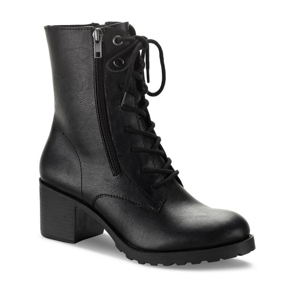 Sun Stone Womens Sheilaa Faux Leather Combat & Lace-Up Boots