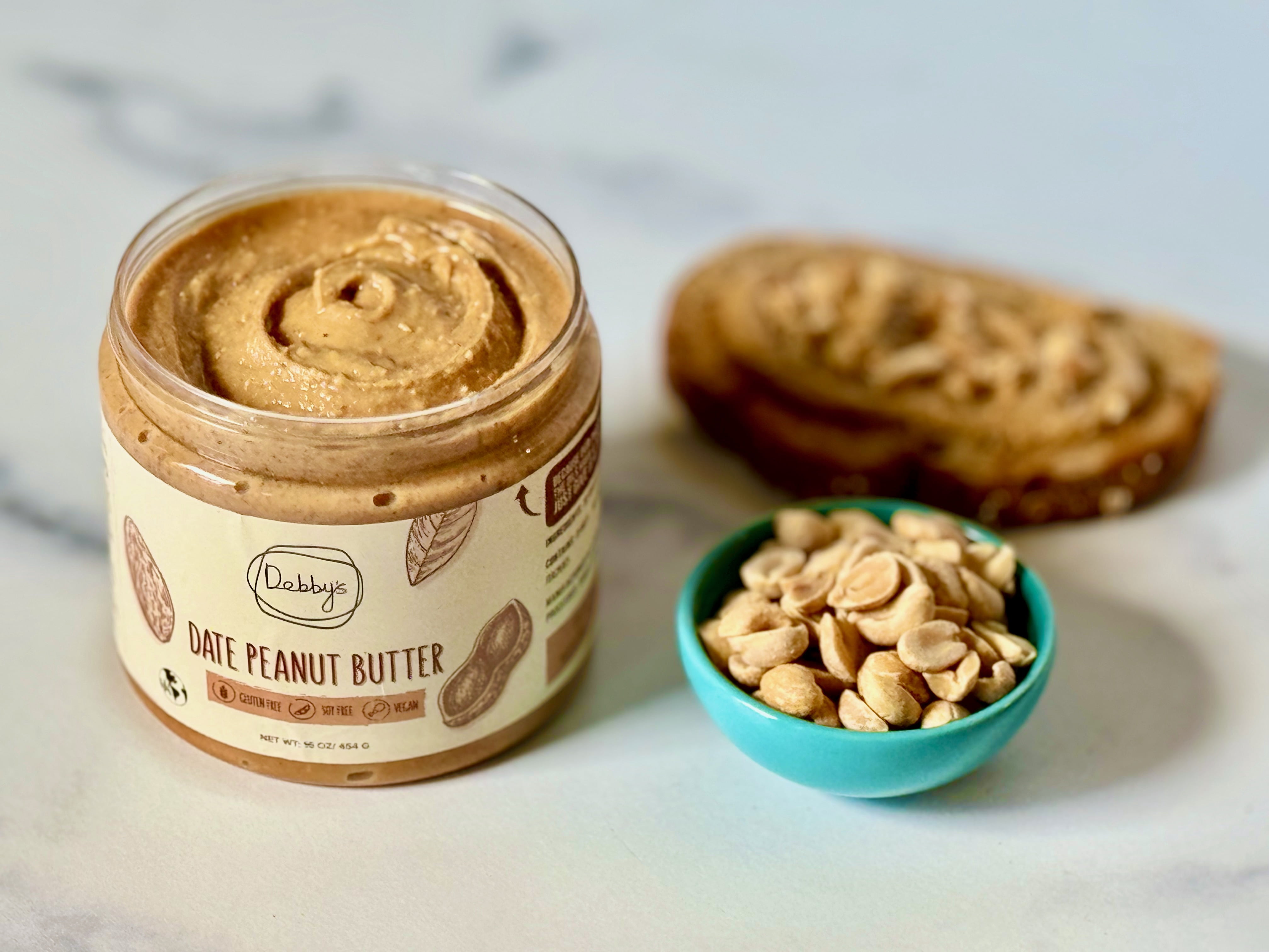 Debby's Date Sweetened Gluten Free, Vegan Friendly Peanut Butter 16oz