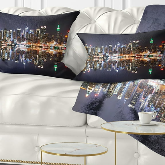 Designart 12" x 20" Blue Polyester Throw Pillow