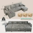 thumbnail image 3 of 122" Oversized U-Shaped Sectional Sleeper Sofa with Corduroy Fabric, 2-in-1 Pull-Out Bed & Double Storage Chaise, Modular Sofa with USB Charging & Adjustable Backrest, Gray, 3 of 9