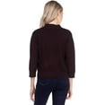 thumbnail image 4 of Cielo 1985 Women's Open Bolero Cardigan Sweater - cropped 3/4 sleeves lightweight - By The Simply Fashion brown XL, 4 of 6
