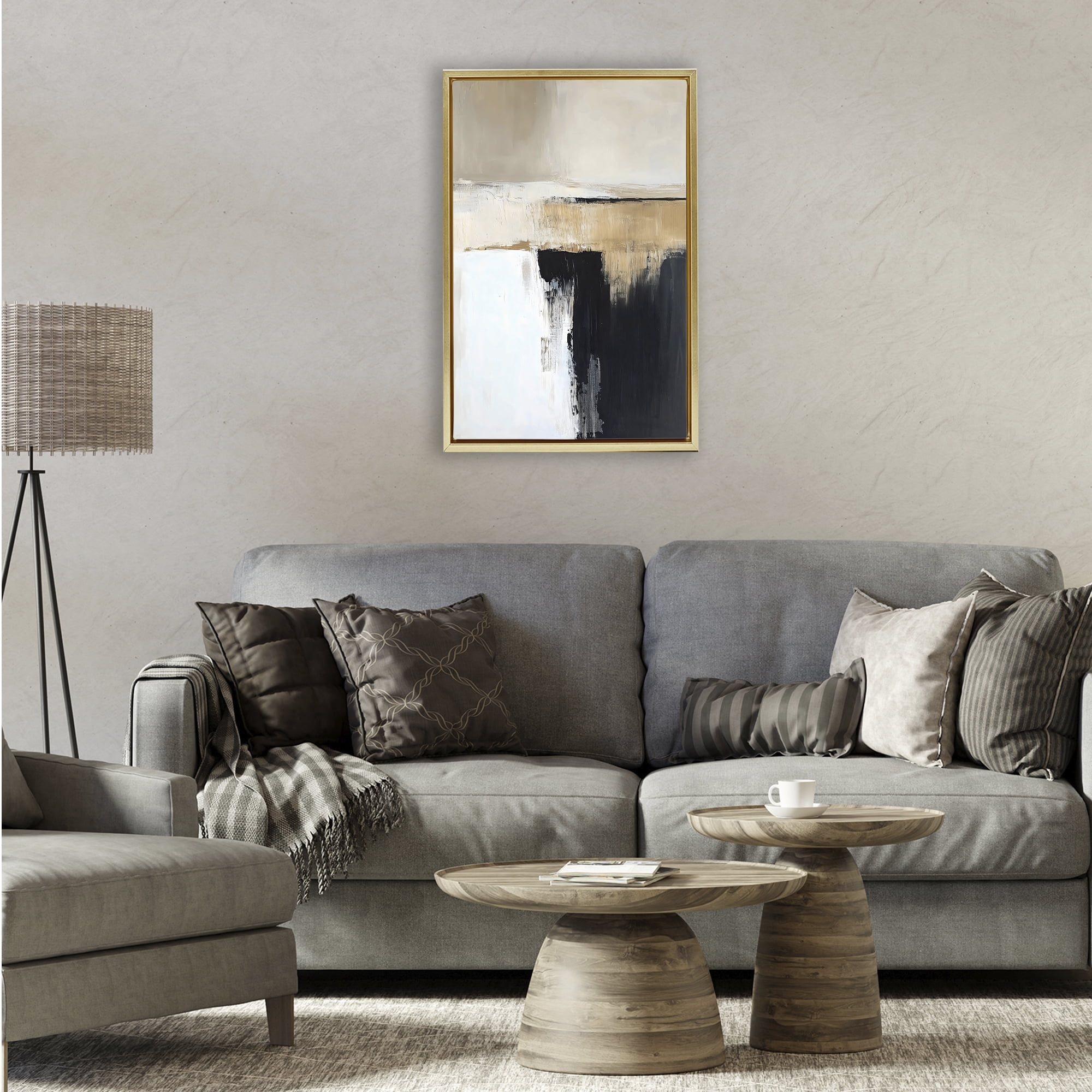 Stupell Industries Desert Horizon Muted Abstract Gold Framed Floater Canvas Wall Art, design by Gina Kelly