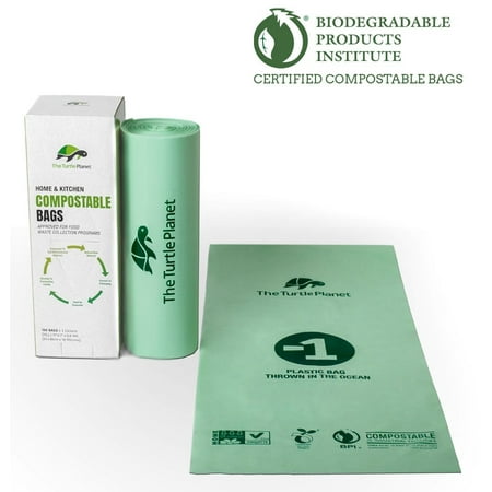 The Turtle Planet Compole Bags 3 Gallon 100 Count Extra Thick The Turtle Planet Compole Bags 3 Gallon 100 Count Extra Thick 0 8 Mil Small Kitchen Biodegradable