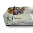thumbnail image 2 of Wanderlust Soft Flannel Fleece Throw Blanket, US Map Seashore and Sunflowers Tourist Attractions Jersey Cow Milk Corn Field, Cozy Plush for Indoor and Outdoor Use, 60" x 80", Multicolor, by Ambesonne, 2 of 5