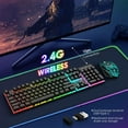 thumbnail image 2 of Wireless Gaming Keyboard and Mouse Combo Rainbow Backlight Quiet Ergonomic Mechanical Feeling Anti-ghosting Keyboard Mouse with Rechargeable 4000mAh Battery Mouse Pad for Computer Mac Gamer, 2 of 12