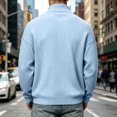 thumbnail image 5 of UDAUDU Mens Zip Up Cardigan Sweater Slim Fit Casual Full Zip Corduroy Sweatshirt Sweaters Knit Stand Collar Cardigans Sky Blue L, 5 of 7