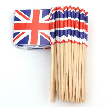 50 Union Jack British Sandwich Party Flag Food Cup Cake Cocktail Sticks (Best Food On A Stick)