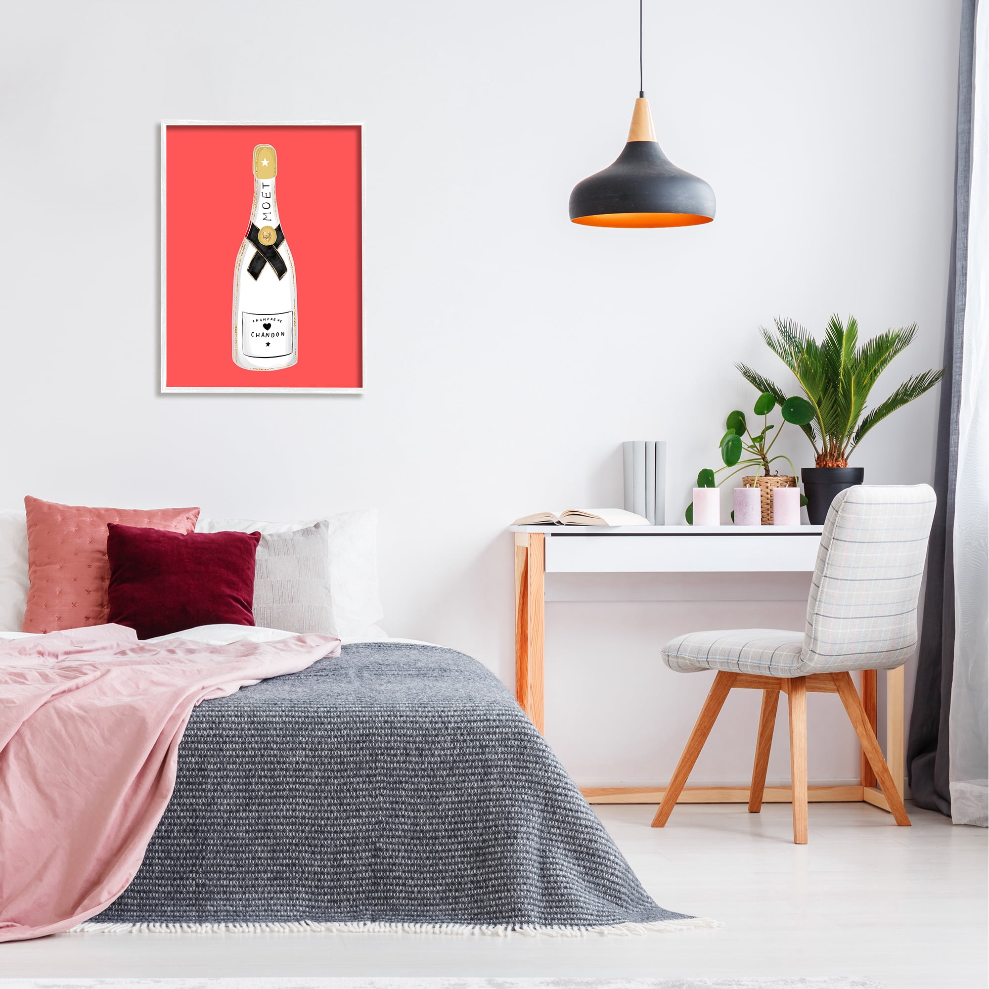 Stupell Industries Champagne on Red Food & Beverage Painting White Framed Art Print Wall Art, 24 x 30