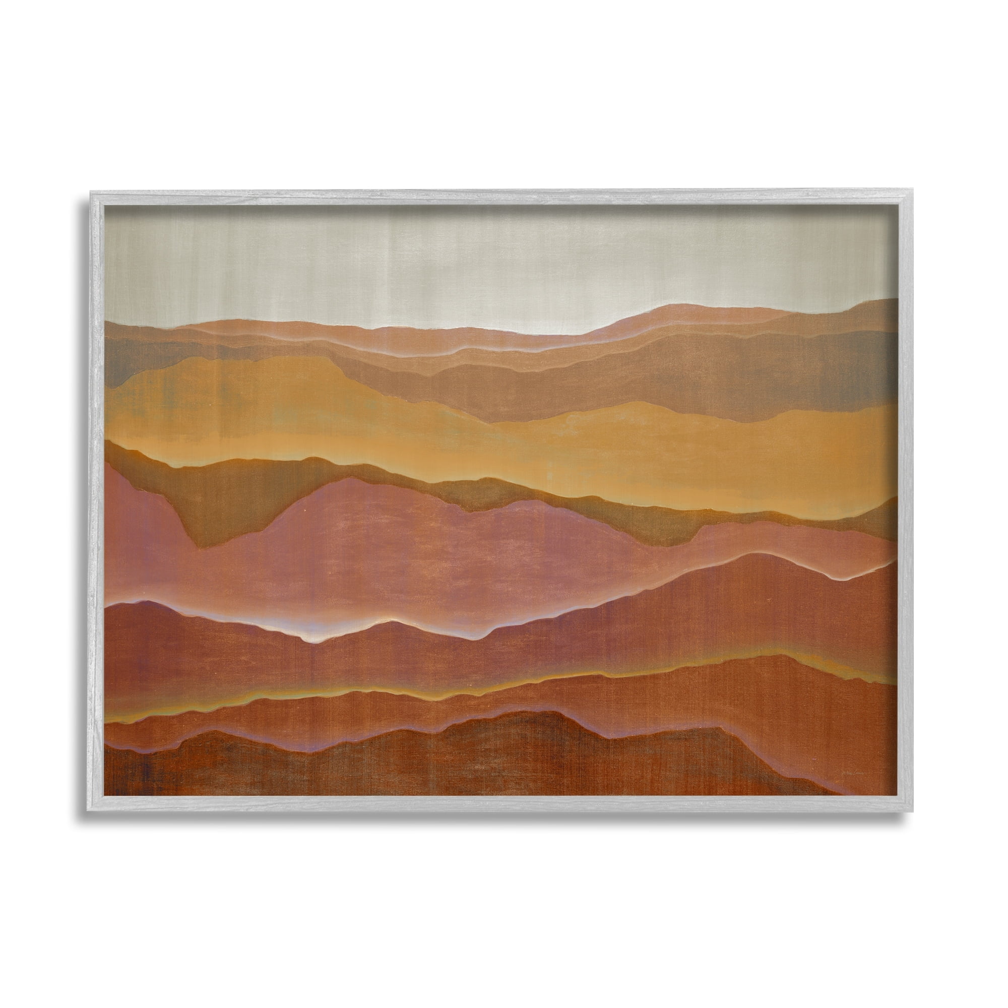 Stupell Industries Warm Glowing Mountain Range Overlay Desert Landscape Painting Gray Framed Art Print Wall Art, Design by Liz Jardine