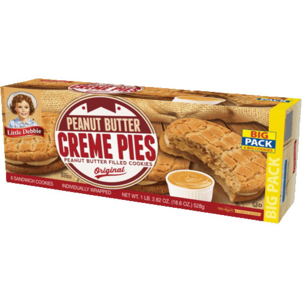 Little Debbie Peanut Butter Creme Pies, 6 Big Pack Boxes, 36 Individually Wrapped Sandwich Cookies