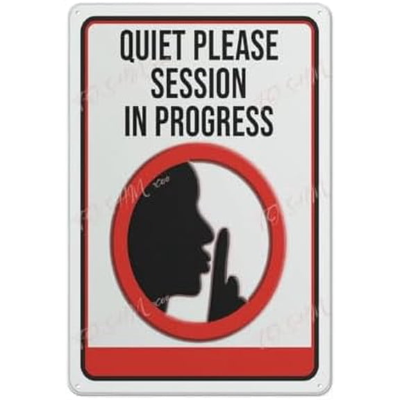 Placards Of Metal Quiet Please Session In Progress Signs Indoor & Outdoor Use Safety Warning Sign 12"X8"